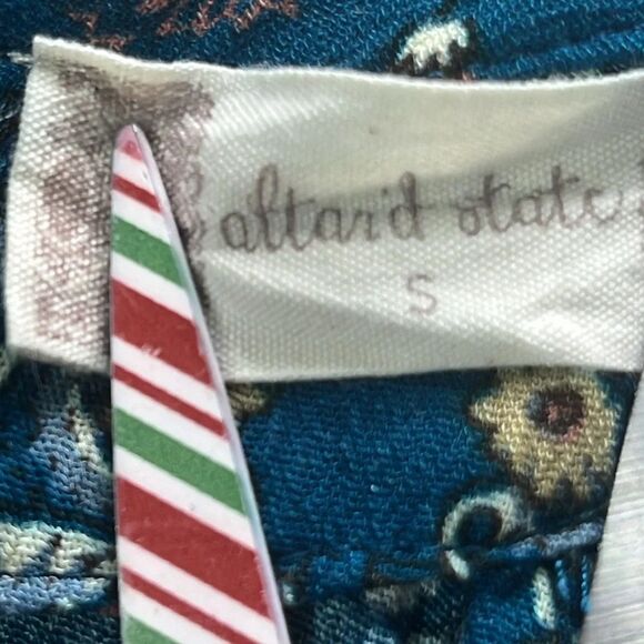 Altar'd State Boho Teal Blue Green Floral Paisley Mini Dress Size S Bell Sleeves - Picture 4 of 8